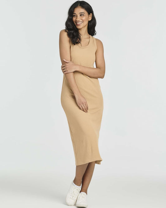 3 Pack Women's Sleeveless Midi Dresses Tank Shift Ribbed Knit Casual Slit | Casual, Work, Summer, Beach, Travel, Layering, Stretch, Dress, Sleeves, Length, Maxi; Soft, Breathable & Wrinkle Free