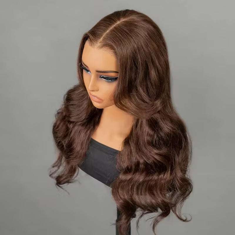 7x5 Chocolate Brown Body Wave Layered Glueless Wig