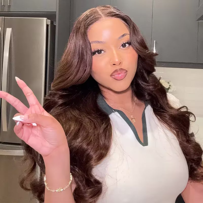 7x5 Chocolate Brown Body Wave Layered Glueless Wig
