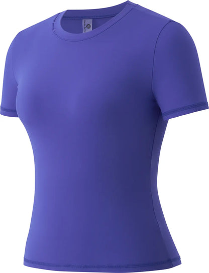 Women's Solid Round Neck Short Sleeve Athletic T-Shirt - 2 Piece Matching Gym Sets, Casual Sportswear for Indoor & Outdoor Fitness, Women's Clothes, Clothing summerwins Try it,travel essentials,camping essentials