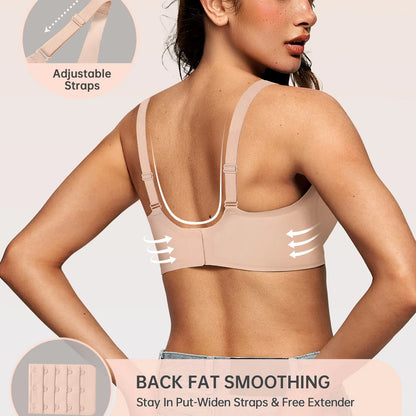 Womens Jelly Bras Wireless Comfortable Soft Push Up Bralettes Seamless Tshirts Bras Deep V Everyday Bras