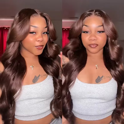 7x5 Chocolate Brown Body Wave Layered Glueless Wig