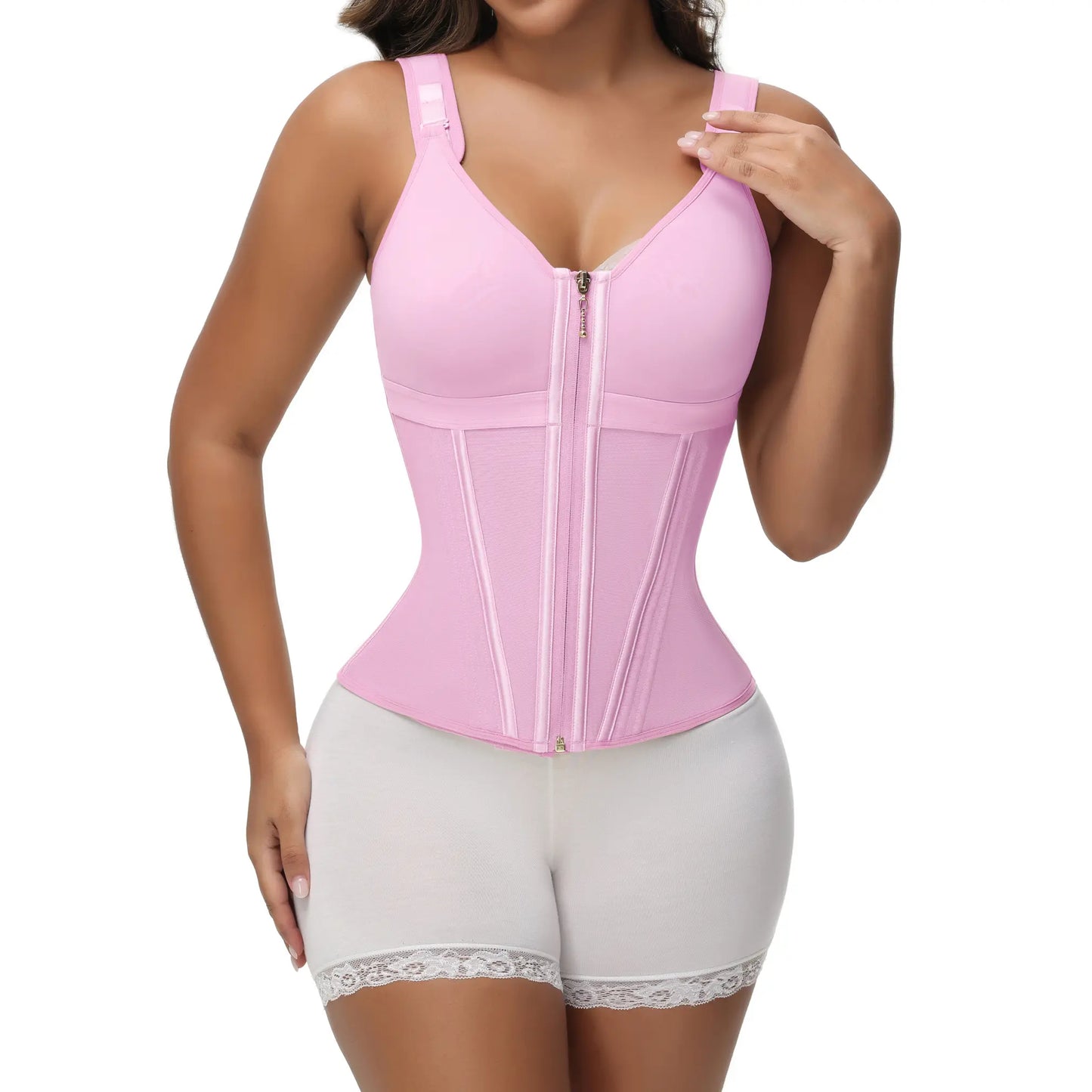 Waist Shapewear for Women with Bra Girdle Workout Shapewear with Adjustable Shoulder Strap