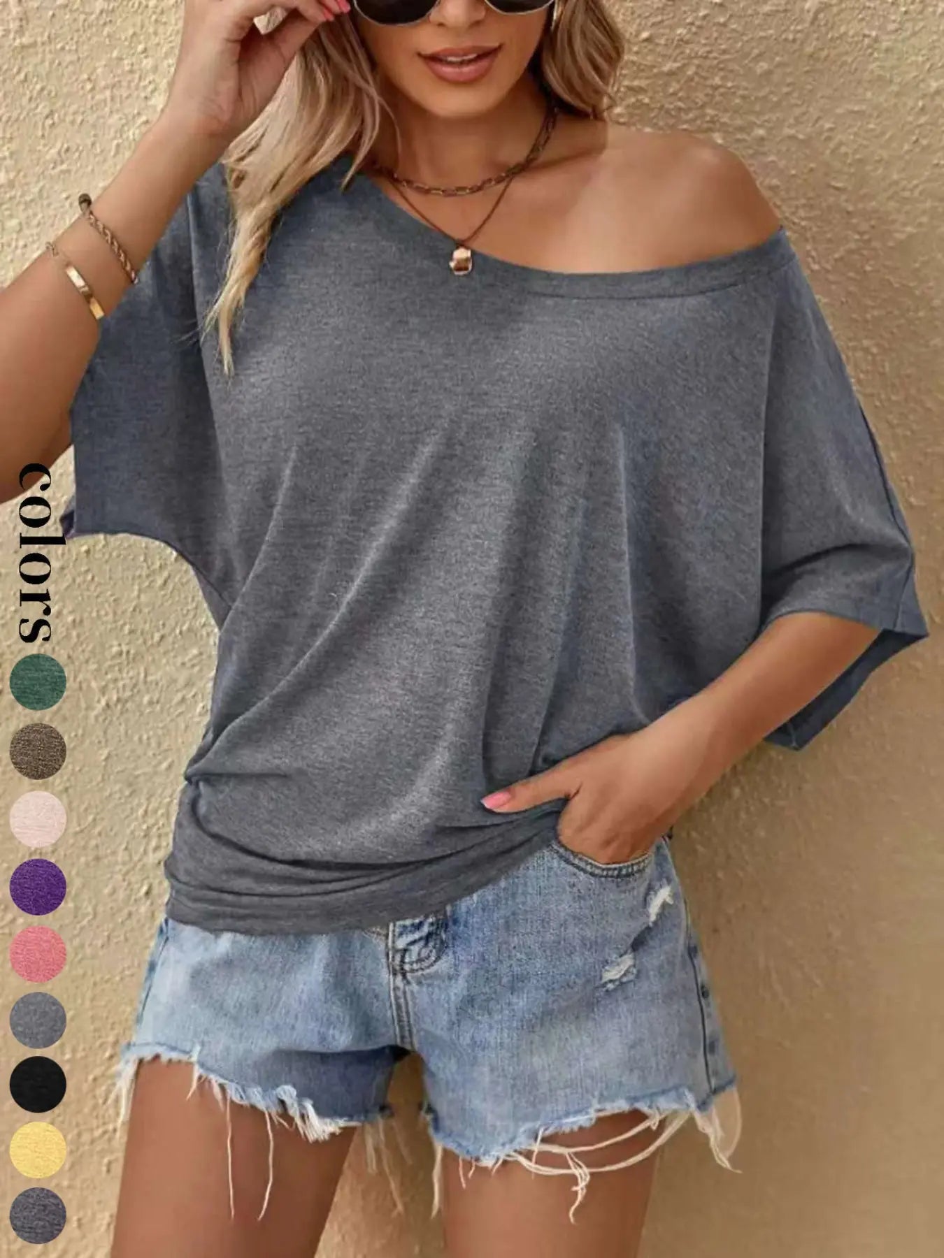 2026 Women's Casual Loose-Fitting Short Sleeve T-Shirt, Plain Round Neck Design, Comfortable Everyday Wear for All Seasons