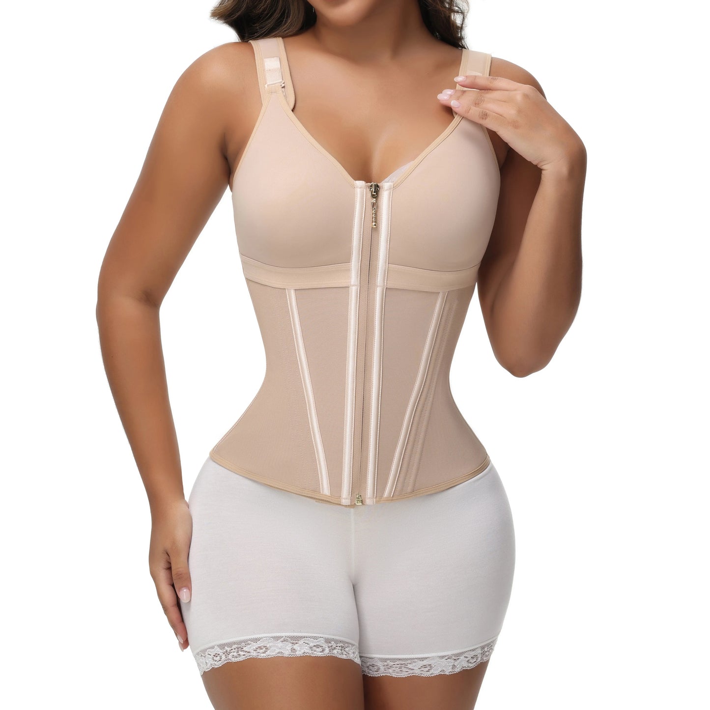 Waist Shapewear for Women with Bra Girdle Workout Shapewear with Adjustable Shoulder Strap