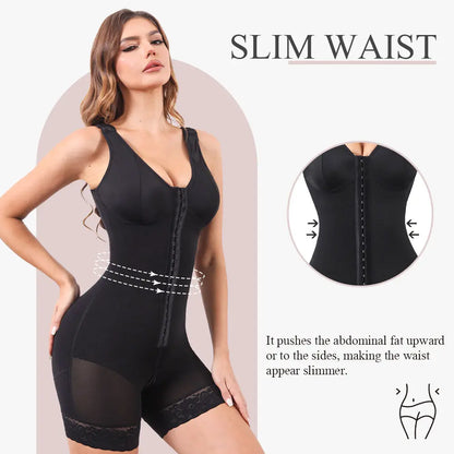 Fajas Colombianas Shapewear for Women Tummy Control Full Body Shaper with Zipper Crotch Black Basic Minimalist Vneck Smooth Overall Style