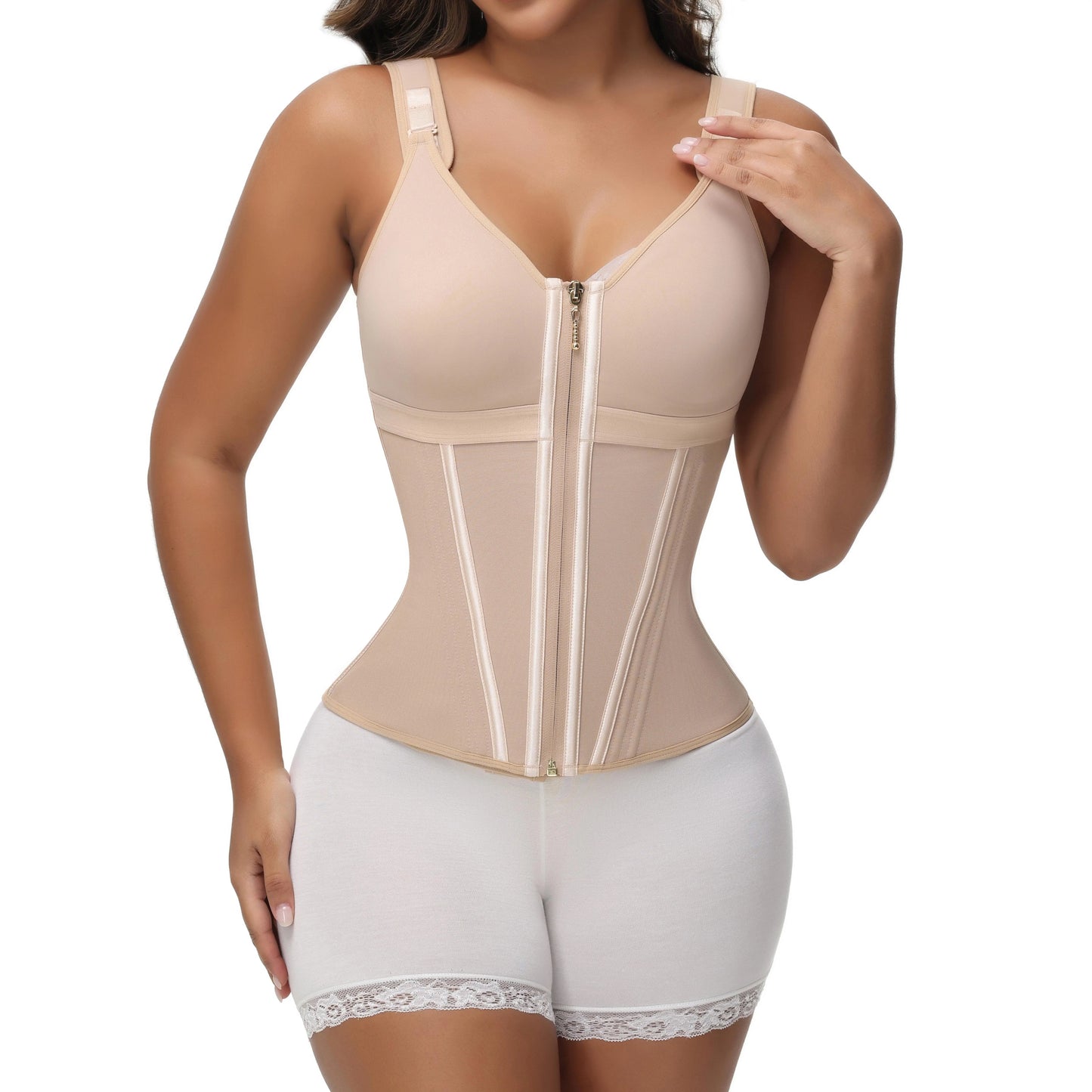 Waist Shapewear for Women with Bra Girdle Workout Shapewear with Adjustable Shoulder Strap