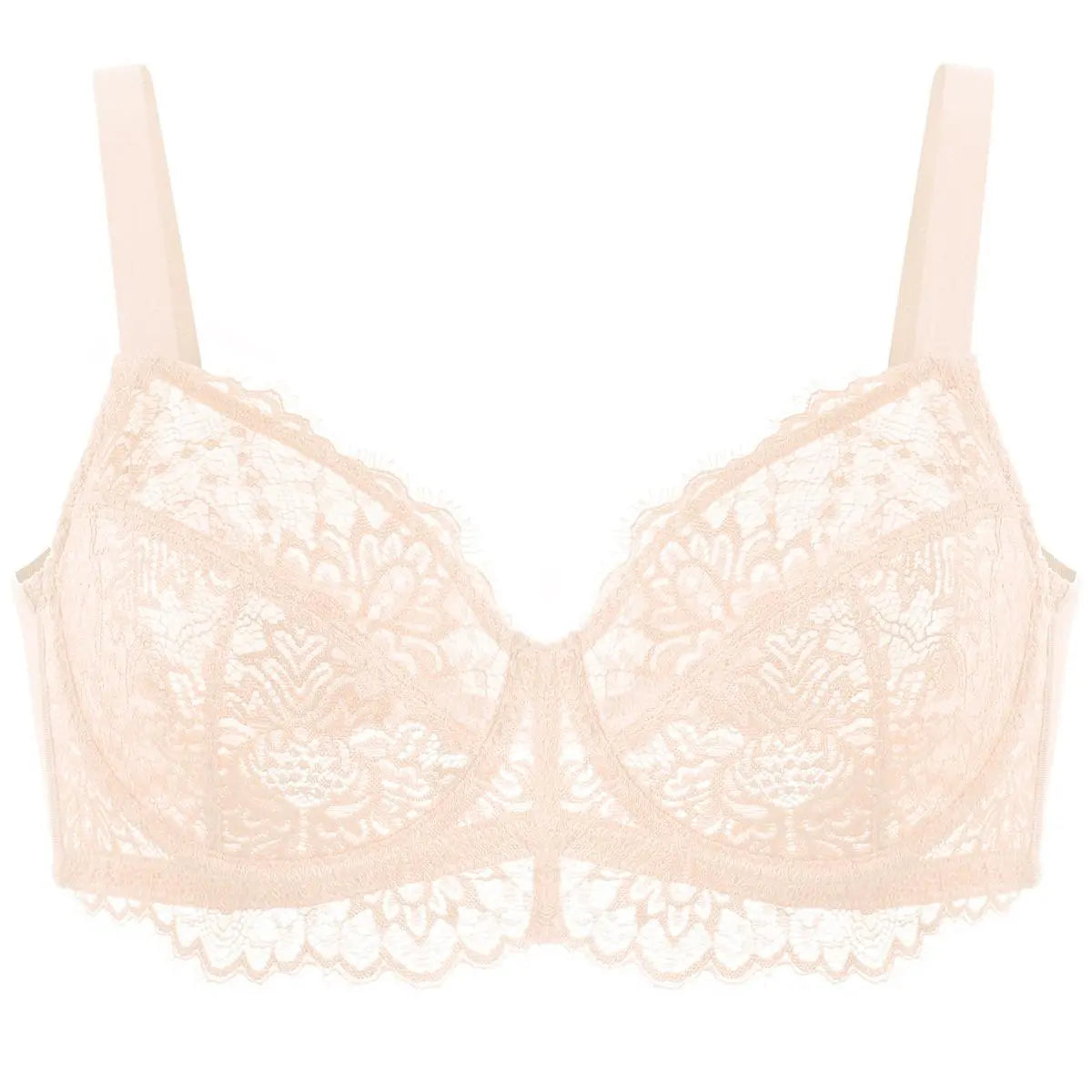 Sunflower Floral Lace Unlined Unpadded Plus Size Underwire Full Coverage Minimizer Bra dealsforyoudays
