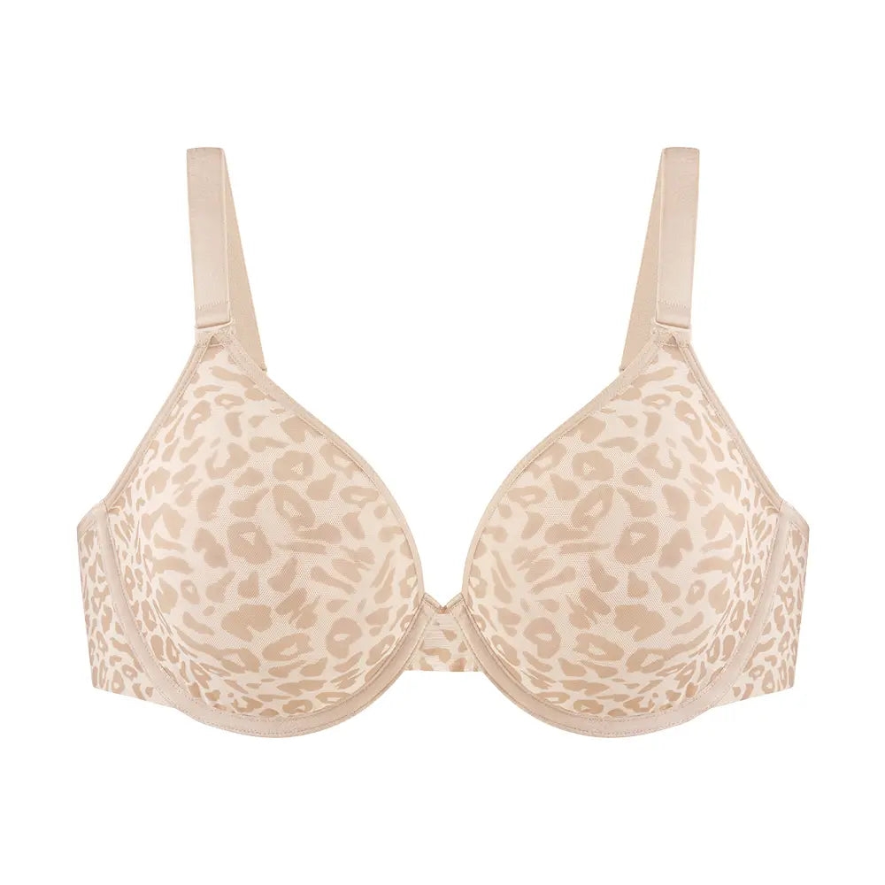 Leopard Wild Unlined Plus Size Breathable Soft Mesh No Padding Underwire Women Bra Halter Top Bra Womenswear Vneck