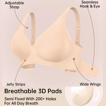 Womens Jelly Bras Wireless Comfortable Soft Push Up Bralettes Seamless Tshirts Bras Deep V Everyday Bras
