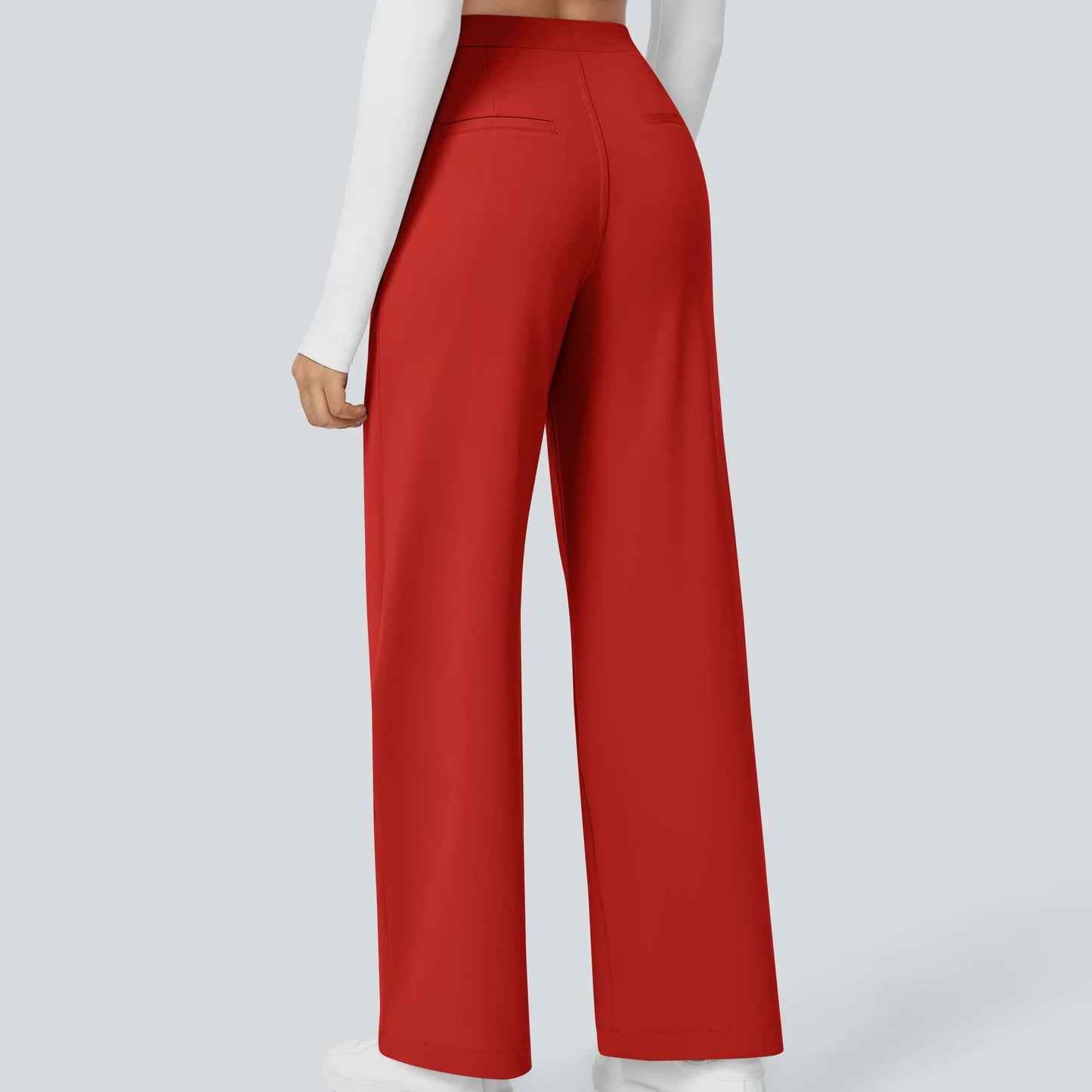 High Waisted Pocket Straight Leg Work Pants