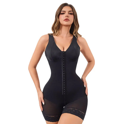 Fajas Colombianas Shapewear for Women Tummy Control Full Body Shaper with Zipper Crotch Black Basic Minimalist Vneck Smooth Overall Style