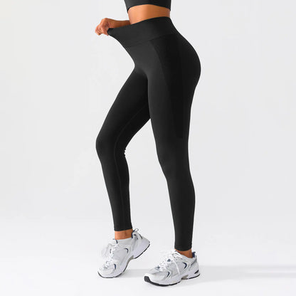 Lycra Fabric Butt Lifting No Front Seam High-Waisted Breathable Yoga Pants Tummy Control Seamless Gym Running Leggings