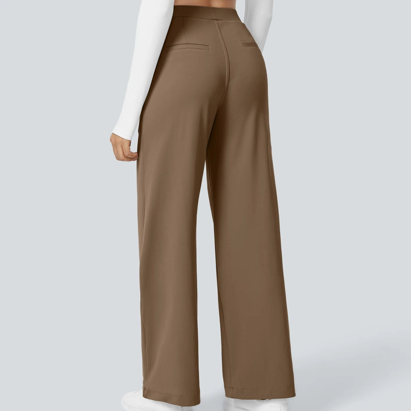 High Waisted Pocket Straight Leg Work Pants