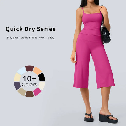 Gym Outfits for Women, 2 Piece Brushed Quick-Dry Yoga Set with Strappy Back Tank Top & High-Waisted Shorts, Fashion Apparel,travel essentials,camping essentials, Trending, Women's Clothes