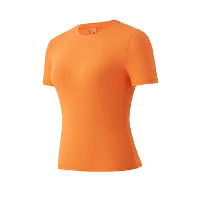 Women's Solid Round Neck Short Sleeve Athletic T-Shirt - 2 Piece Matching Gym Sets, Casual Sportswear for Indoor & Outdoor Fitness, Women's Clothes, Clothing summerwins Try it,travel essentials,camping essentials