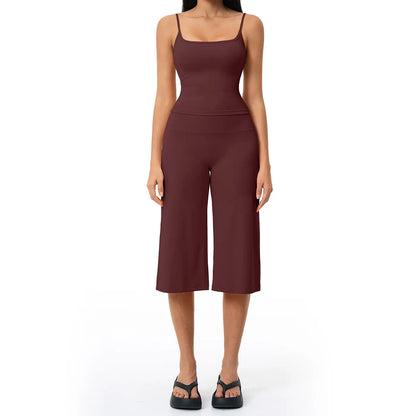 Gym Outfits for Women, 2 Piece Brushed Quick-Dry Yoga Set with Strappy Back Tank Top & High-Waisted Shorts, Fashion Apparel,travel essentials,camping essentials, Trending, Women's Clothes