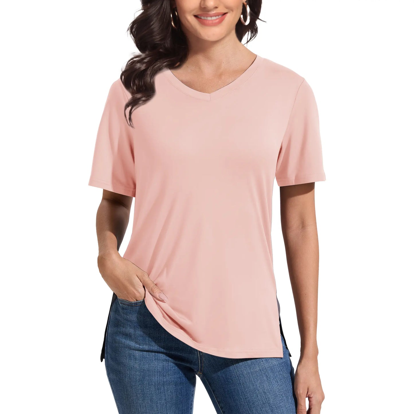 1/3 Pack Women's Plus Size Short Sleeve T-Shirts - ‌Lightweight Casual V-Neck Tops for Fall, ‌Breathable Loose Fit‌, Comfortable Basic Tees #tiktokshopsummersale