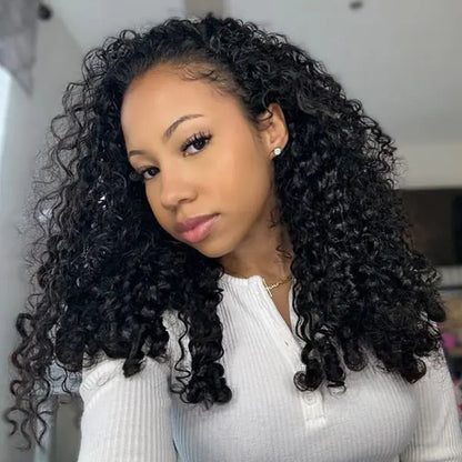URody Burmese Curly Drawstring Half Wig - Glueless Beginner Friendly