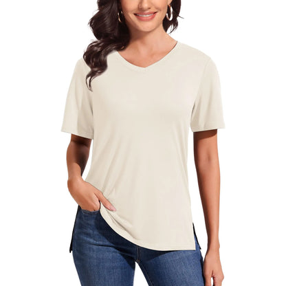 1/3 Pack Women's Plus Size Short Sleeve T-Shirts - ‌Lightweight Casual V-Neck Tops for Fall, ‌Breathable Loose Fit‌, Comfortable Basic Tees #tiktokshopsummersale