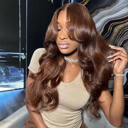 7x5 Chocolate Brown Body Wave Layered Glueless Wig