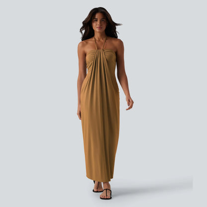 Halter Tie Back Maxi Dress with Pockets