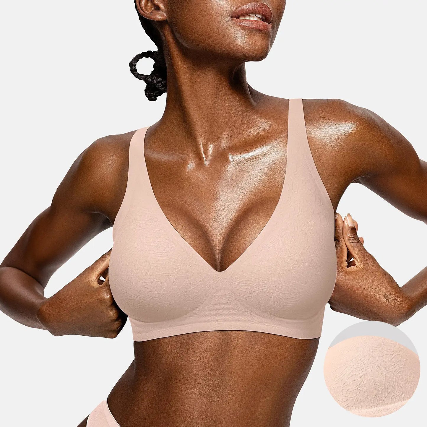 Womens Jelly Bras Wireless Comfortable Soft Push Up Bralettes Seamless Tshirts Bras Deep V Everyday Bras