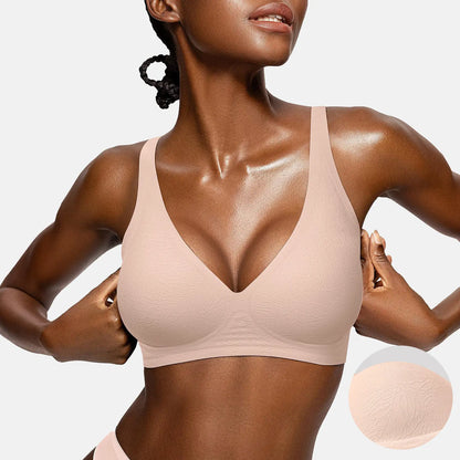Womens Jelly Bras Wireless Comfortable Soft Push Up Bralettes Seamless Tshirts Bras Deep V Everyday Bras