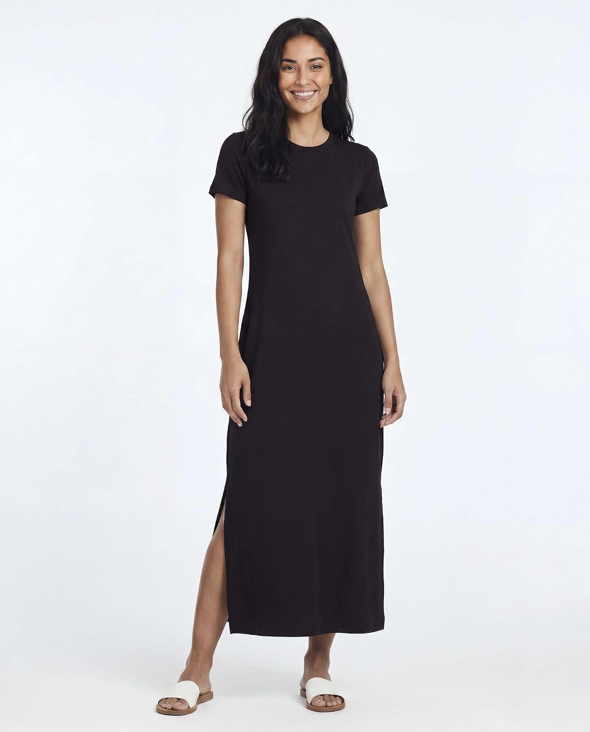 3 Pack Women’s Casual Short Sleeve Maxi T-Shirt Dress with Slit (Available in Plus Size)