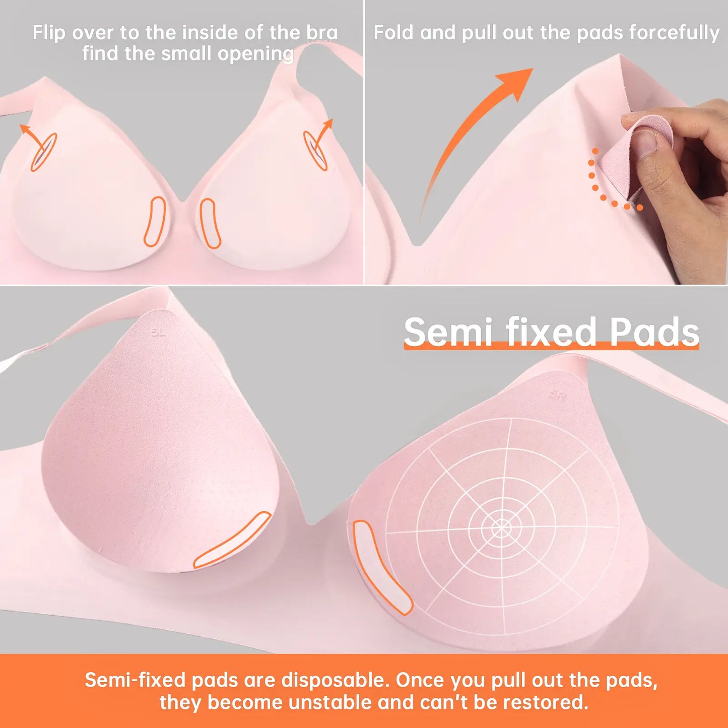 Womens Jelly Bras Wireless Comfortable Soft Push Up Bralettes Seamless Tshirts Bras Deep V Everyday Bras