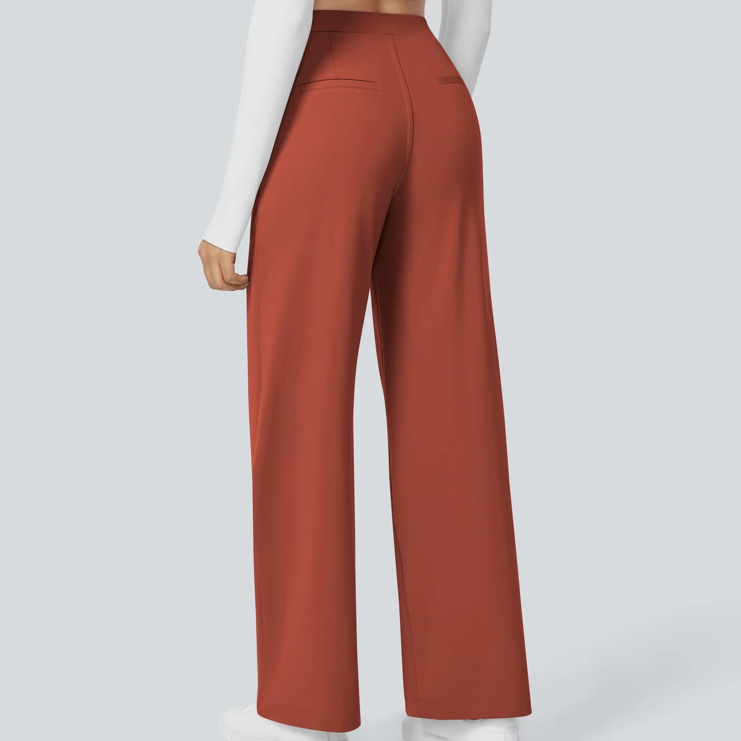 High Waisted Pocket Straight Leg Work Pants