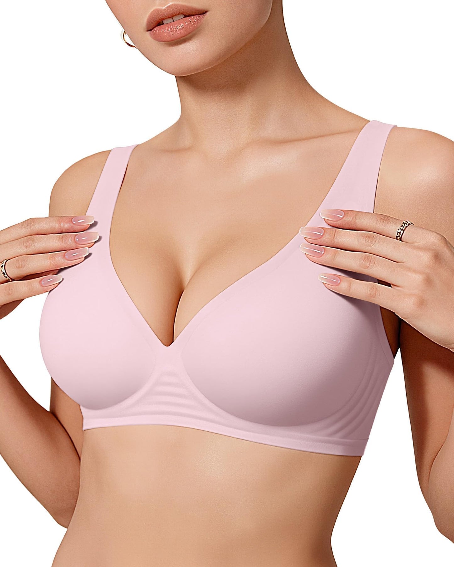 Womens Jelly Bras Wireless Deep V Bralette Comfy Push Up Tshirt Bras | Comfortable,support and lift,no underwire,bralettes,plunge,full coverage,invisible,balconette,minimizer,no show,soft