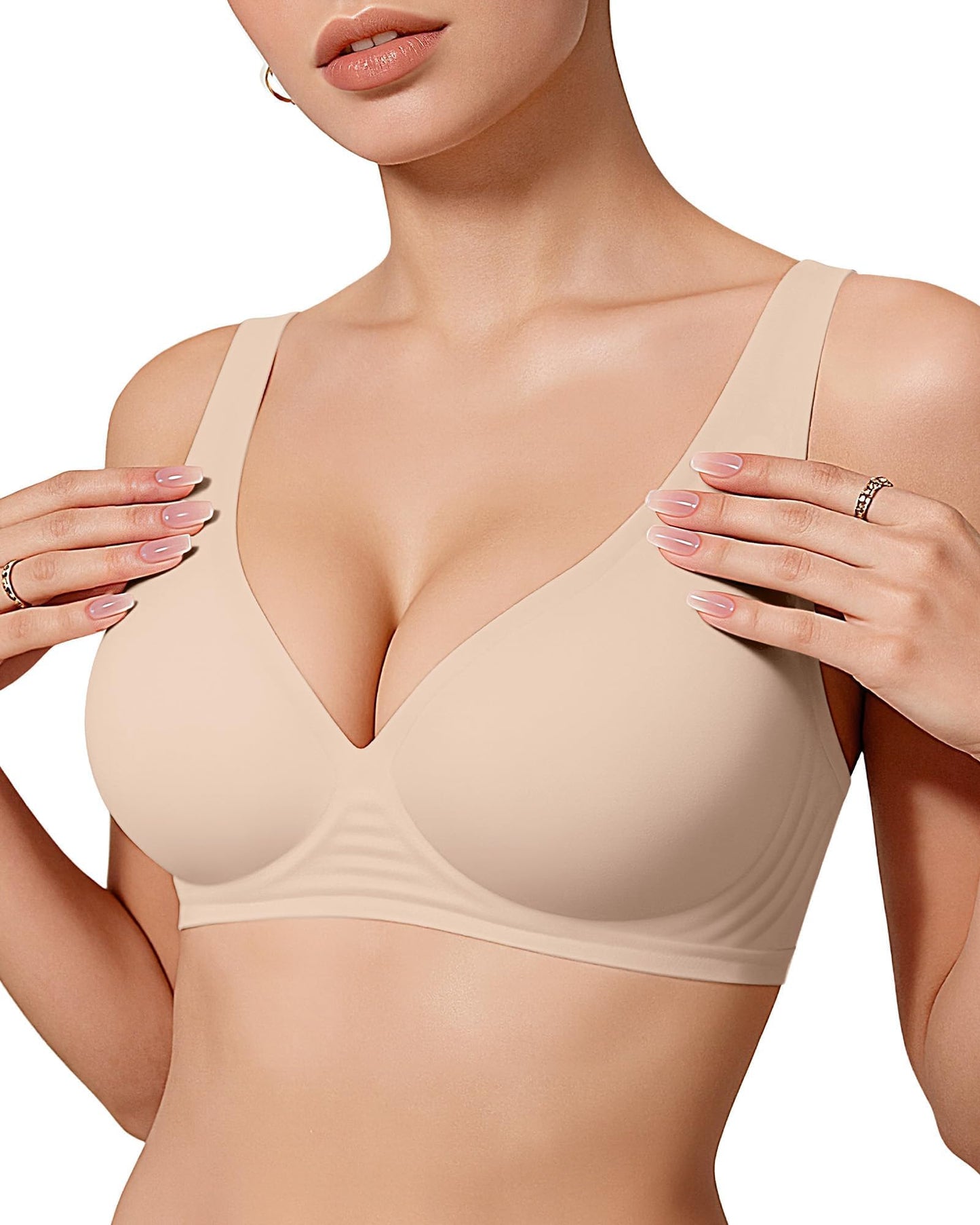 Womens Jelly Bras Wireless Deep V Bralette Comfy Push Up Tshirt Bras | Comfortable,support and lift,no underwire,bralettes,plunge,full coverage,invisible,balconette,minimizer,no show,soft