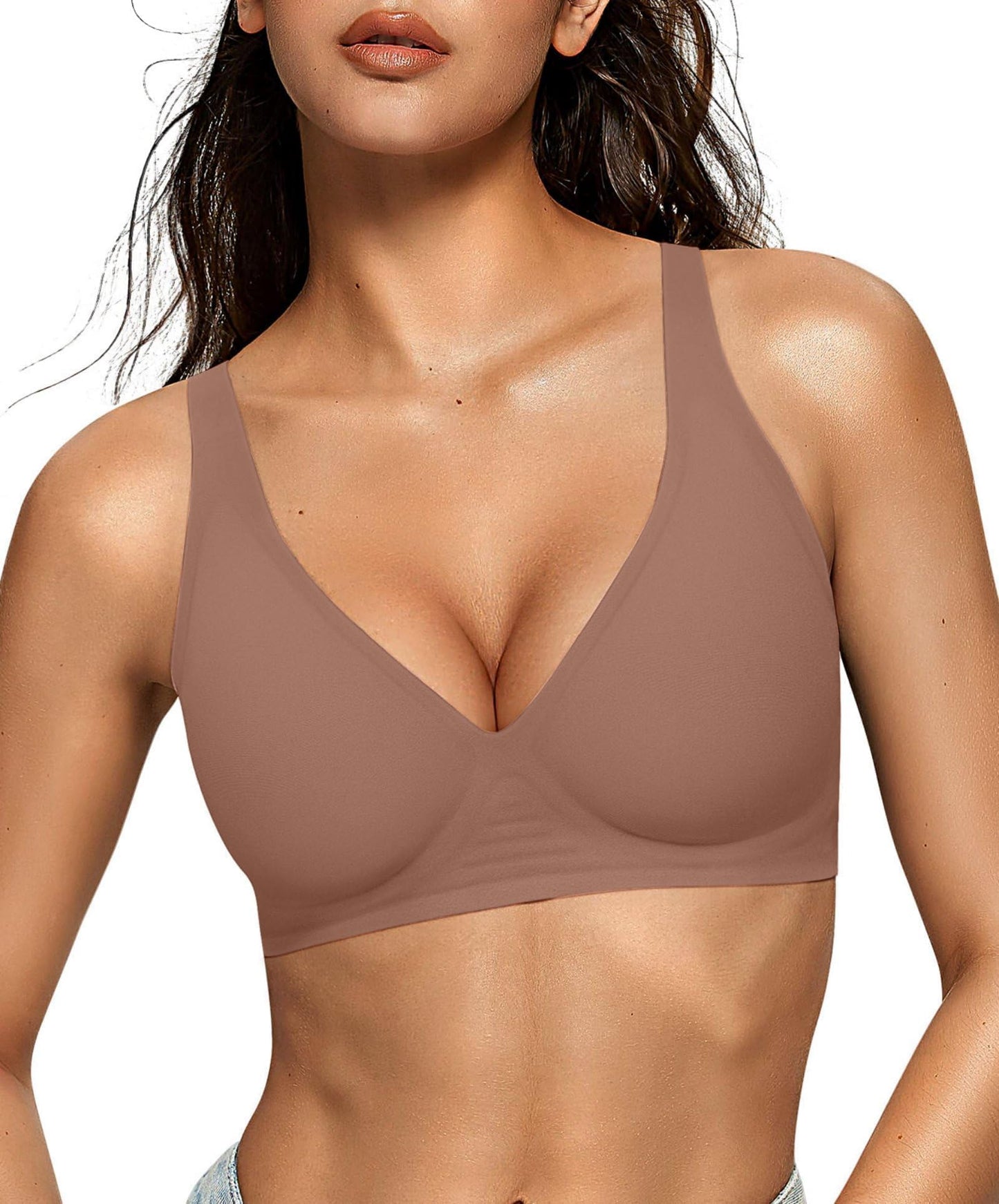 Womens Jelly Bras Wireless Deep V Bralette Comfy Push Up Tshirt Bras | Comfortable,support and lift,no underwire,bralettes,plunge,full coverage,invisible,balconette,minimizer,no show,soft