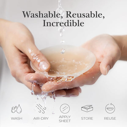 Reusable Nipple Covers, Skin Safe Pasties in Circle or Lift Style | Dermatologist Tested Adhesive Pasties, Sticky Up to 20 Wears, Stays On through Sweaty Summer Heat, Travel Case Included