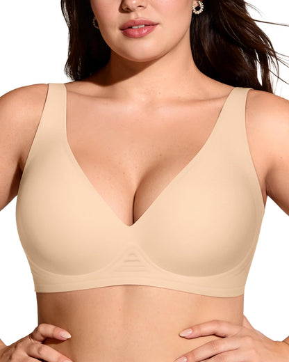 Womens Jelly Bras Wireless Deep V Bralette Comfy Push Up Tshirt Bras | Comfortable,support and lift,no underwire,bralettes,plunge,full coverage,invisible,balconette,minimizer,no show,soft