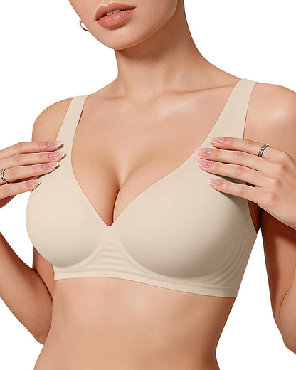 Womens Jelly Bras Wireless Deep V Bralette Comfy Push Up Tshirt Bras | Comfortable,support and lift,no underwire,bralettes,plunge,full coverage,invisible,balconette,minimizer,no show,soft