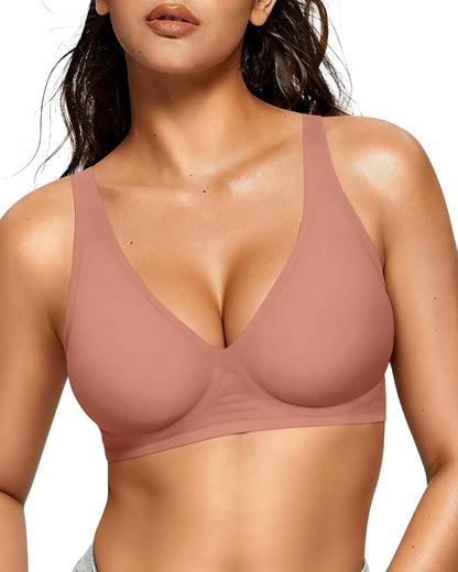 Womens Jelly Bras Wireless Deep V Bralette Comfy Push Up Tshirt Bras | Comfortable,support and lift,no underwire,bralettes,plunge,full coverage,invisible,balconette,minimizer,no show,soft