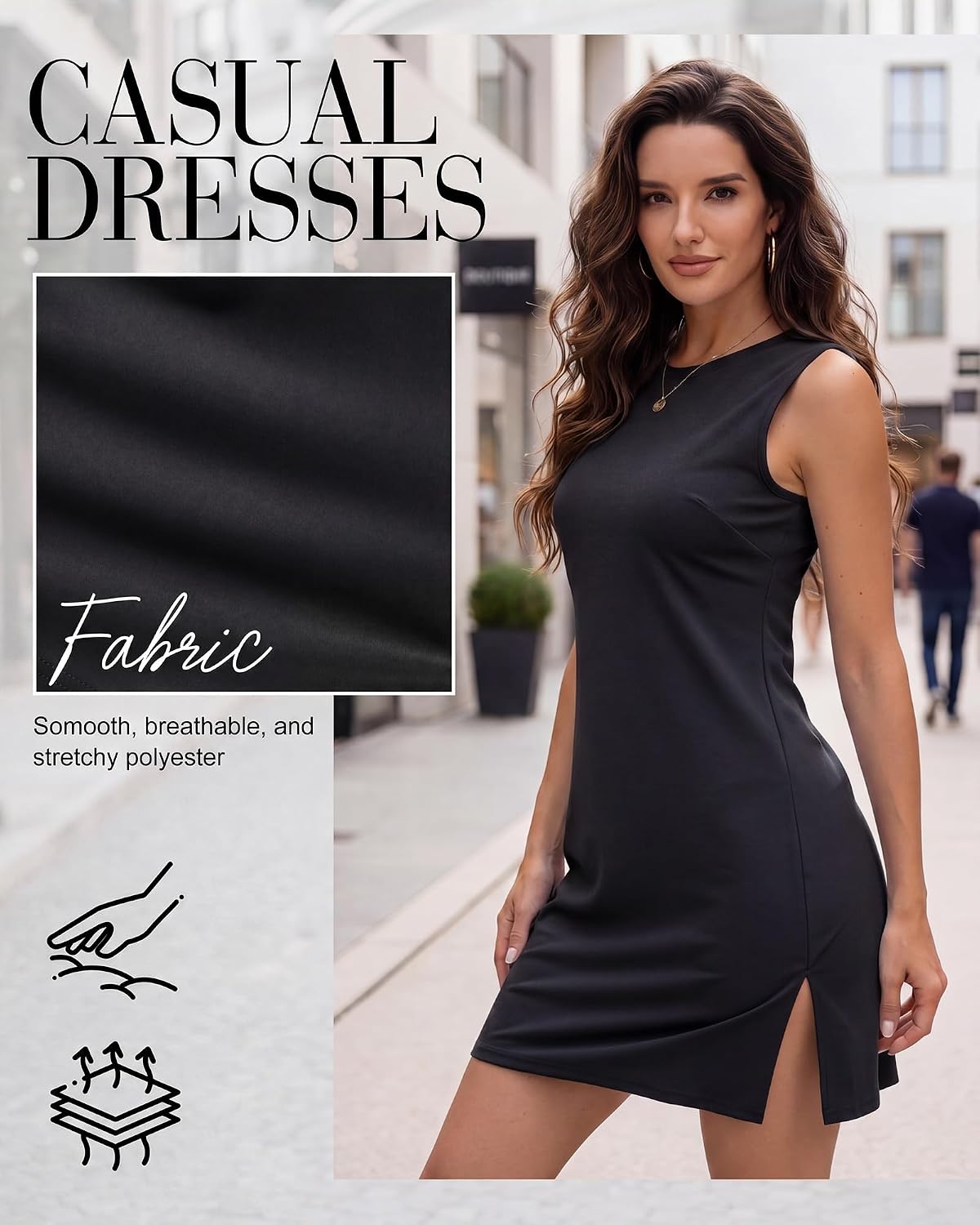 3 Pack Women Summer Dress Sleeveless Crew Neck Tank Dress 2026 Casual Mini Dresses Beach T Shirt Sundress with Split