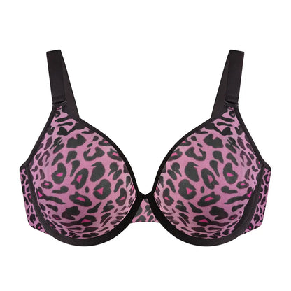 Leopard Wild Unlined Plus Size Breathable Soft Mesh No Padding Underwire Women Bra Halter Top Bra Womenswear Vneck