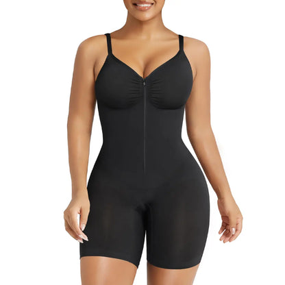 Women Tummy Control Bodysuits Zip-Up Comfort Ultra Stretch Fabric Customizable Fit Breathable Mesh Design Comfortable Fit