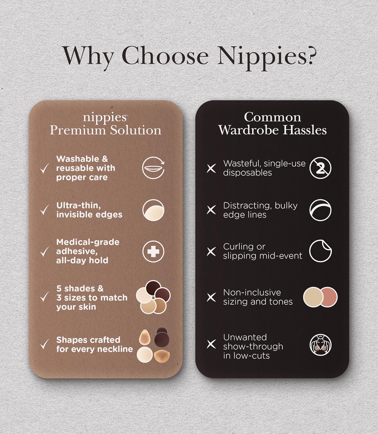 Reusable Nipple Covers, Skin Safe Pasties in Circle or Lift Style | Dermatologist Tested Adhesive Pasties, Sticky Up to 20 Wears, Stays On through Sweaty Summer Heat, Travel Case Included