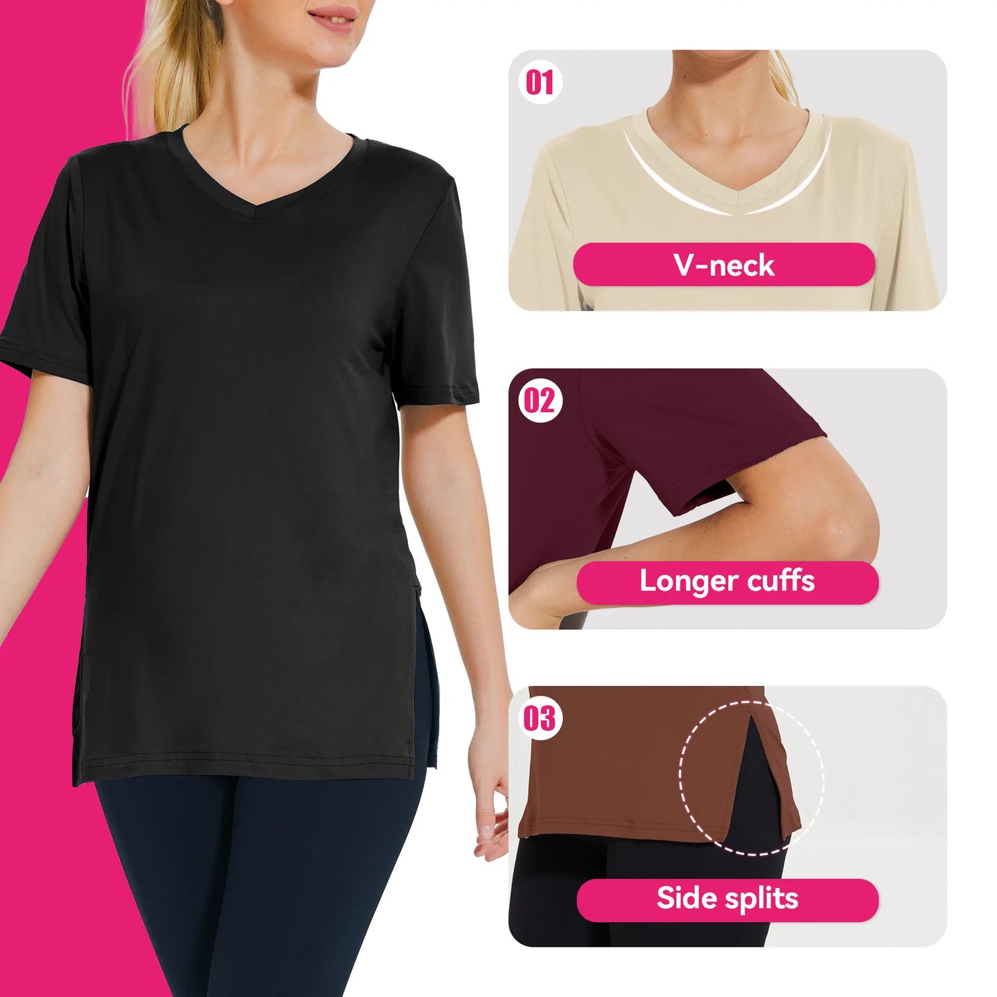 1/3 Pack Women's Plus Size Short Sleeve T-Shirts - ‌Lightweight Casual V-Neck Tops for Fall, ‌Breathable Loose Fit‌, Comfortable Basic Tees #tiktokshopsummersale