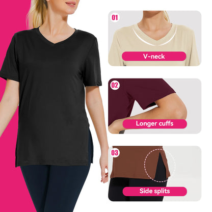 1/3 Pack Women's Plus Size Short Sleeve T-Shirts - ‌Lightweight Casual V-Neck Tops for Fall, ‌Breathable Loose Fit‌, Comfortable Basic Tees #tiktokshopsummersale