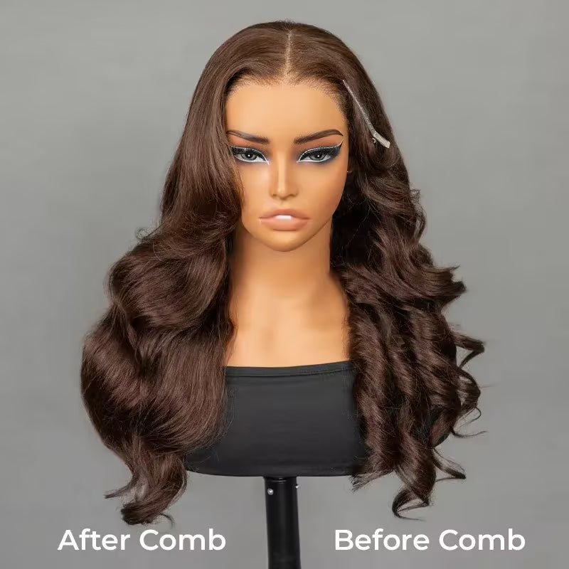 7x5 Chocolate Brown Body Wave Layered Glueless Wig