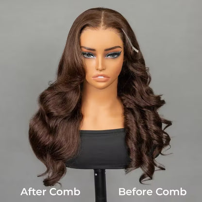 7x5 Chocolate Brown Body Wave Layered Glueless Wig