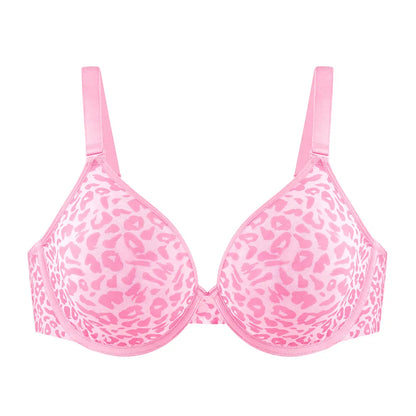 Leopard Wild Unlined Plus Size Breathable Soft Mesh No Padding Underwire Women Bra Halter Top Bra Womenswear Vneck