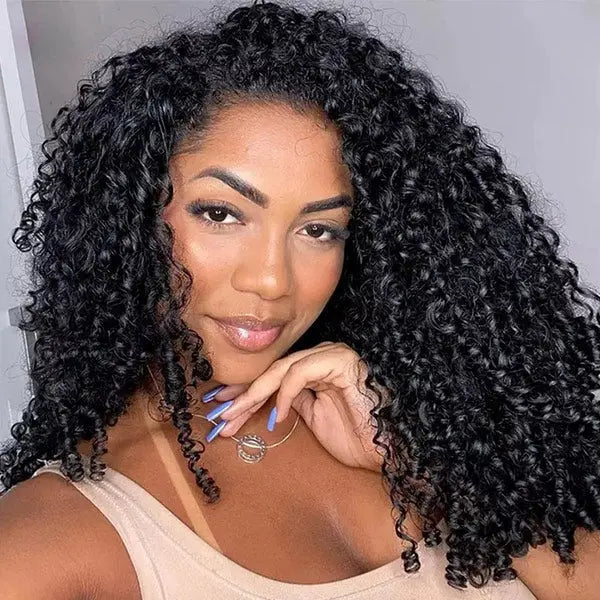 URody Burmese Curly Drawstring Half Wig - Glueless Beginner Friendly