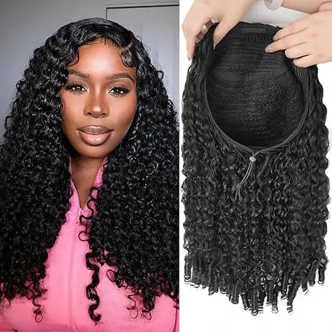 URody Burmese Curly Drawstring Half Wig - Glueless Beginner Friendly