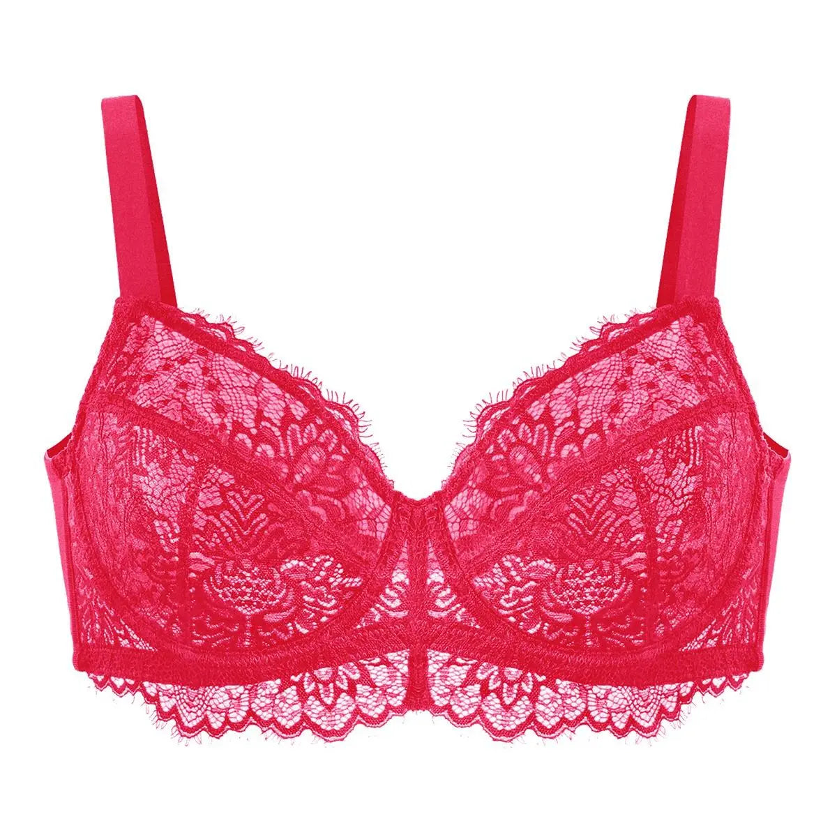 Sunflower Floral Lace Unlined Unpadded Plus Size Underwire Full Coverage Minimizer Bra dealsforyoudays